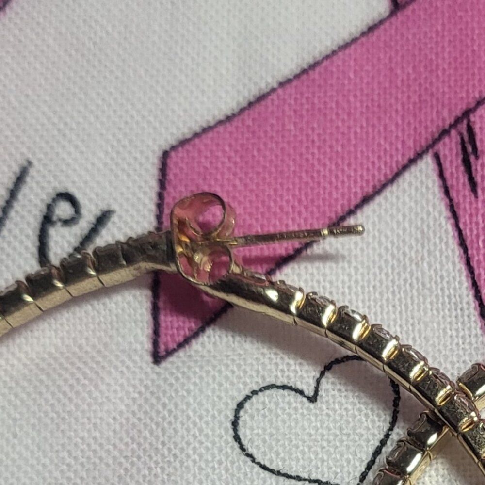 Crystal Rhinestone Gold Tone Hoops - Picture 4 of 4